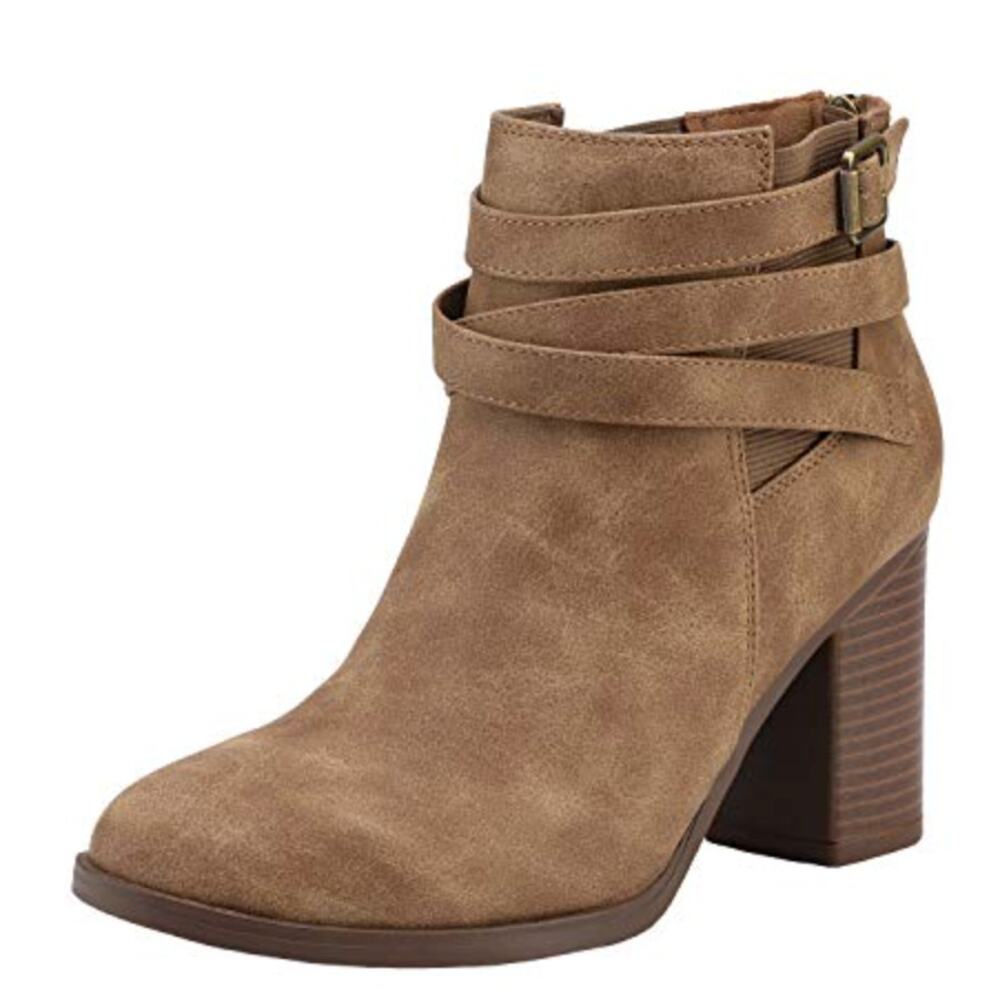 Dream Pairs Wrap Ankle Heel Boots 10 Tan NWT Ankle Booties Western Boho
